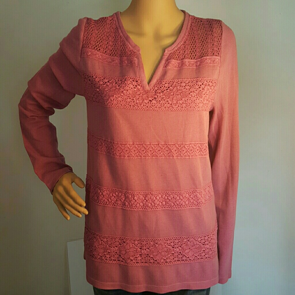 Nwt Lucky brand lace strip thermal pink size L